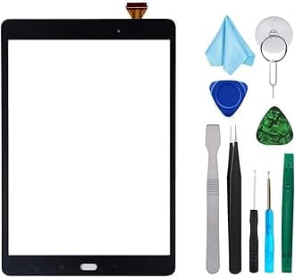 Black Touch Screen Digitizer for Samsung Galaxy Tab A 9.7" - Glass Replacement for SM-T550 SM-T555 T550 T555 (Not Include LCD) with Tools + Pre-Installed Adhesive