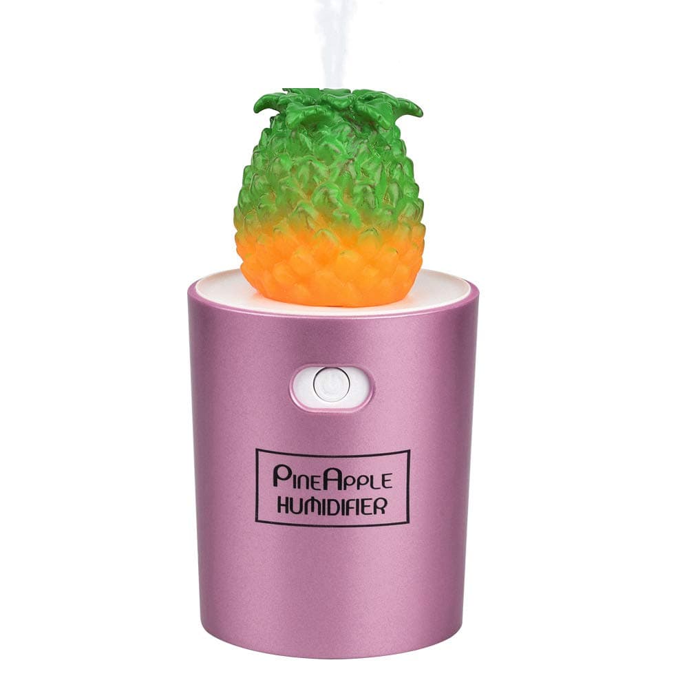 Cool Mist Humidifier-Desktop Pineapple Humidifier-Air Diffuser Purifier Ultrasonic Humidifiers for Bedroom Living Room-7 Colorful Atmosphere Night Lights and Automatic Shut-Off Protection, Rose