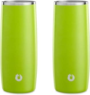 SNOWFOX Premium Vacuum Insulated Stainless Steel Cocktail Glass/Drink Tumbler, Set of 2, Drinks Stay Icy Cold, Thermal Highball Glasses, Elegant Home Entertaining, Classic Barware, 14.5 oz, Lime