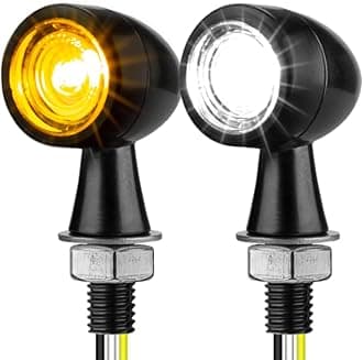 Mini Bullet LED Turn Signals for Motorcycle Mini Blinkers Small Front Rear Indicator Compatible with Harley Davidson Honda Triumph Cruiser Choppers Street Bike (Clear-White&Amber)