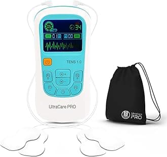UltraCare PRO TENS 1.0 TENS Machine for Pain Relief, Physiotherapy Massager, 25 Modes, 50 Intensity Levels, Rechargeable, Dual Channel, Muscle/Nerve Stimulator, Sea Green