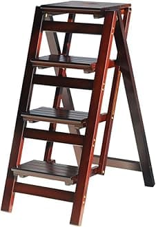 Bidesen 4-Step Wooden Folding Ladder - Portable, Anti-Slip, Lightweight Step ...