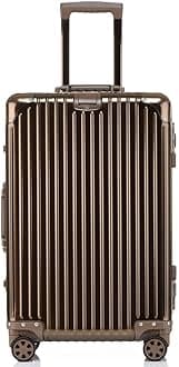 PYBAutograph - Premium Full Aluminium Trolley Bags for Travel, Zipless Cabin Suitcase with TSA Lock, Noiseless 360° Rotating 8 Wheels, Compression Pads and Divider (Gold)