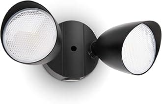 6222B-D2D 3500 Lumen 32 Watt Dusk to Dawn Dual-Head Flood Light Outdoor Waterproof Exterior Security Floodlight Light, Full Metal Design for Patio, Garden, Yard-Black