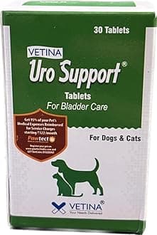 Vetina URO Support Tablets for Urinary Bladder Health Care for Dogs and Cats Pack of 1
