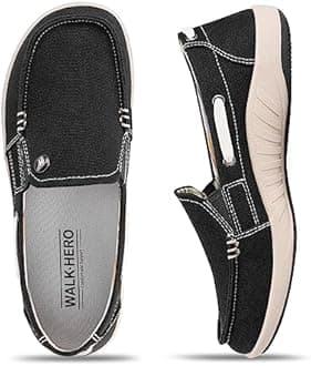 Womens Slip On Shoes - Casual Boat Loafers Shoes for Women with Arch Support - Plantar Fasciitis Canvas Sneakers for Daily Walking