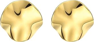 ENVYOUGeometric Rectangle Gold Stud Earrings Irregular Hammered Chunky Statement Square Earrings for Women Trendy