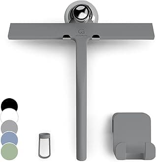 - GÜTEWERK Shower Squeegee for Glass Doors, Silicone Window Squeegee, Bathroom and Glass Cleaning - Gray - 9 Inch