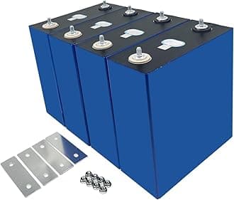 Nojoke 4 Pack 3.2V 280Ah LiFePO4 Lithium Prismatic Battery Cell, Grade A Lithium Iron Phosphate Battery, 5000 Life Cycles & 10-Year LifeSpan, for DIY Solar Power Storage System, Marine, RV