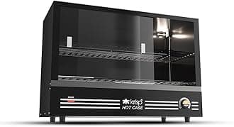 KRISP Electric Patties Hot Case with Sliding Door | Commercial Food Warmer Oven for Bakery, Fast Food Counter | Buffet Oven for Puff Warmer Machine for Shop | 48 litres Capacity (Black) 700 Watts