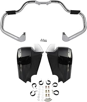 TCT-MOTORPARTS Chrome Mustache Engine Guard Highway Crash Bar+ Black Lower Fairing Kit Fit for Indian Springfield Dark Horse2016-2025 Chieftain Roadmaster