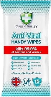 Green Shield Anti Bacterial Viral Wipes 15 Sheets