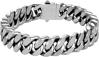 GLOVSTIACool Cuban Links Chain Bracelet for Men, Stainless Steel Gold/Black/Silver Link Bracelet, Width 7/9/11mm Men Chain Bracelet 7.5/8.3/9 Inches Bracelet Men Gifts