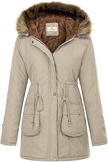 GRACE KARIN Women's Winter Coats Fleece Parkas Anoraks Hooded Military Jacket Coats