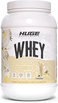 Huge Whey, Protein Powder for Muscle Gain, 25g Protein, 12g EAAs, Supports Muscle Growth, Performance & Recovery (Vanilla Milkshake, 30 Servings)
