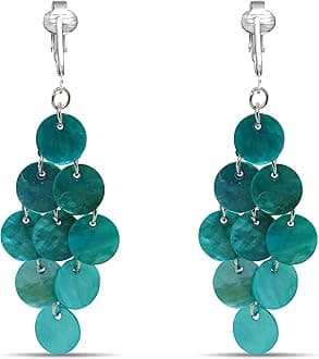 Aloha Earrings Tahitian-Style Abalone Paua Shell Clip On Earrings-Mother of P...