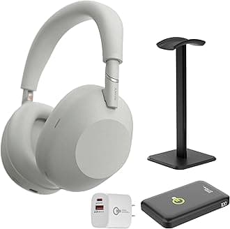 WH-1000XM6 The Best Wireless Noise Canceling Headphones + Portable Charger + Headphone Stand + 20W 2-Port Wall Charger (Platinum Silver)