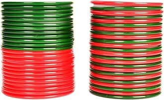 Swara Creations Plain Glass Bangle Set for Women/Smooth Finish Combo of Red & Green Bangles/Traditional Design (48Pcs)(SKU282)
