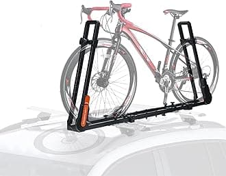 Roof Mount Bicycle Car Rack, Upright Bike Rooftop Mount Rack with Dual Load Arm & Safe Ratchet Lock,Only for Movable Crossbar