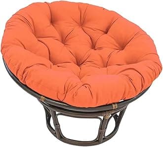 Large Round Papasan Chair Cushion, Thick Outdoor Rocking Chair Cushion, Rattan Hanging Basket Cushion, Egg Nest Replacement Pad(Orange,60 * 60cm)