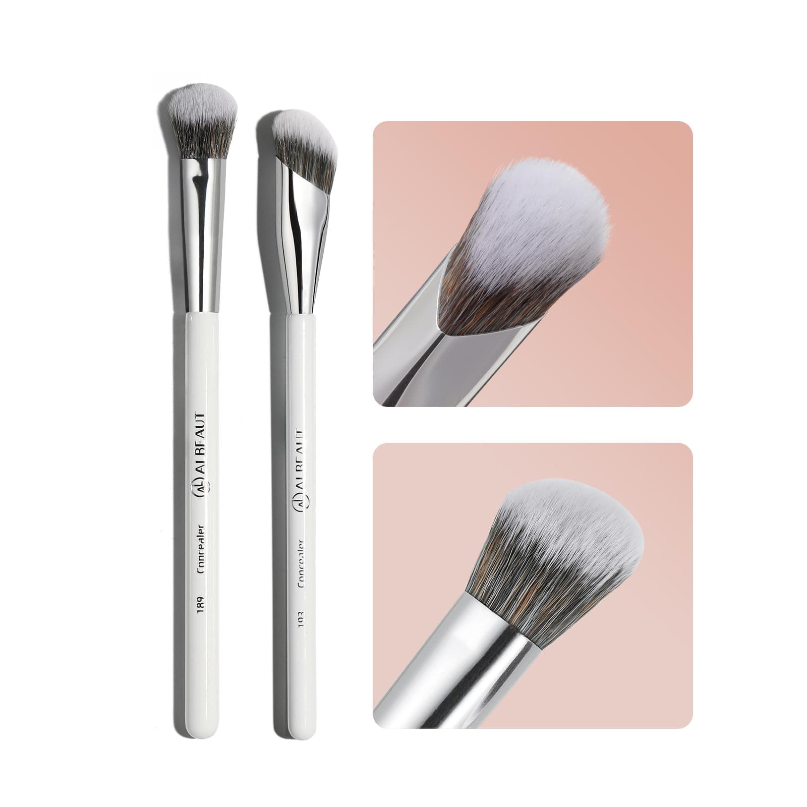 Concealer Makeup Brushes Set, Angled Under Eye Brightening Brushes for Liquid, Cream, Stick Concealer Foundation Nose Contour Eyeshadow Blending (189193)
