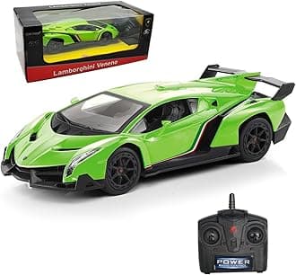 QUN FENG Lamborghini Remote Control Car 1:24 Scale Lambo Toy Car Officially Licensed Rc Cars with Light 2.4Ghz Model Car for Boys 4-7 Girls Birthday Gift, Green