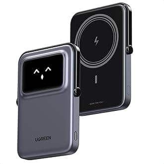 Uno Magnetic Wireless Power Bank 5000mAh Portable Charger Fast Charging with Foldable Stand and TFT Display, PD 20W Battery Pack Phone Charger Magsafe Compatible with iPhone 17-12 Series
