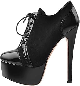 Only maker Women's Platform Boots Lace Up Stiletto Ankle Booties