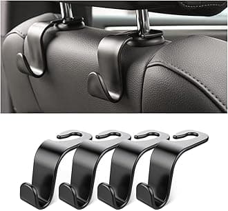 Car Back Seat Headrest Hooks, 4 Pack Black Stylish Back Seat Hanger for Car Handbag Clothes Coats Grocery Bags, Car Interior Accessories (Black2)