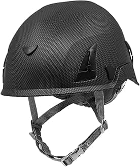 Bullhead Safety Head Protection - HH-CH1-CB-Matte Black Protective Helmet with Six-Point Ratchet Suspension and Four-Point Chin Strap, Adjustable Hard Hats for Work