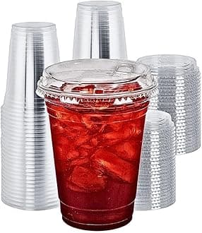 Green Direct 16 oz. Disposable Plastic Clear Cups with Strawless Sip Lids for Iced Coffee 50