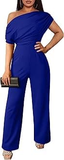 YMDUCHWomen's Casual Sleeveless Off Shoulder Wide Leg Long Pant Jumpsuits