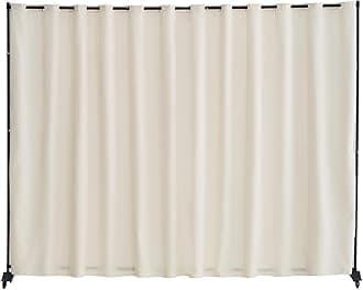 Room Divider, Portable Panel Room Divider with Wheels Curtain Divider Stand, Freestanding Room Divider Privacy Screen for Office, Bedroom, Dining Room, Study, Beige