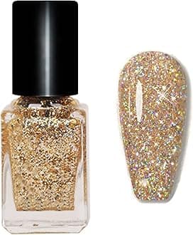 Glitter Nail Polish - Super Sparkling Color UV Nail Polish - Vegan Long Lasting Holographic Nail Varnish - Diamond Gel Nail Varnish Gifts