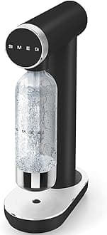 Smeg, SKC01BLM Carbonated Soda Water Machine with Gasification Control Button and Drainer, 800ml Bottle, CO2 Cartridge Not Included, Matte Black
