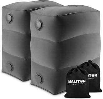 Maliton Airplane Footrest, Inflatable Foot Rest for Kids, Adjustable Height Travel Pillow On Airplanes, Cars, Office, Toddler Travel Essentials (Dark Grey, 2 Pack