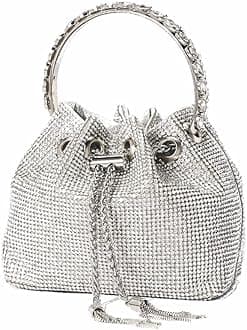 Ladies Full Diamonds Bucket Handbag Rhinestone Evening Bag Bling Clutch Purse for Women Party Prom Cocktail Wedding