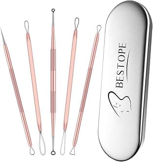 BESTOPE Blackhead Remover Pimple Comedone Extractor Tool Best Acne Removal Kit - Treatment for Blemish, Whitehead Popping, Zit Removing for Risk Free Nose Face Skin with Metal Case (Rose Gold)