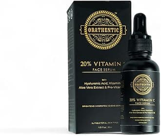 20% Vitamin C Face Serum | Brightening, Anti-Aging & Hydrating | Pure Ascorbic Acid + Ferulic Acid + Hyaluronic Acid | With Aloe Vera & Green Tea Extract | Fragrance-Free, Toxin-Free, Lightweight & Non-Greasy | For All Skin Type | For Women And Men, 30ml