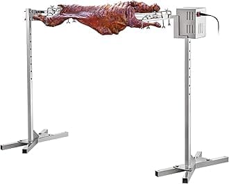 VBENLEM 46'' Electric BBQ Rotisserie Grill Kit，Max Capacity 90 LB ,Automatic 32W Motor and Height Adjustable Stainless Steel Roaster Stand for Pig Rotisserie Hog Lamb Outdoor Party Campfire Barbecue