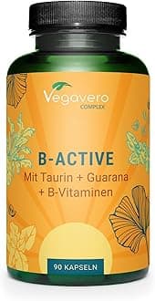 Vegavero Natural Energizer | Plant Extracts & Vitamins for Tiredness and Fatigue | Guarana - Caffeine, Green Tea Extract - L Theanine, Taurine, Maca Root Extrakt & Choline | NO Additives | Vegan