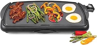 bella Electric Non-Stick Griddle, Make 10 Eggs At Once, Healthy-Eco Non-stick Coating, Hassle-Free Clean Up, Large Submersible Cooking Surface, 10.5" x 20", Black