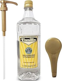 Starbucks Syrup Vanilla 33 OZ Bottle For Coffee And Tea with Gold Coffee Syrup Pump