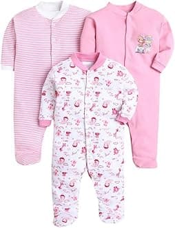 EIO 100% Cotton Rompers/Sleep Suits/Jumpsuit/Night Suits for Baby Boys & Girls, Infants, New Born Pack of 3