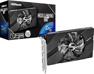 ASRock Intel Arc A380 Challenger ITX 6GB OC, 6GB DDR6, PCIe4, HDMI, 3 DP, 2250MHz Clock, 0dB Cooling, Compact Design