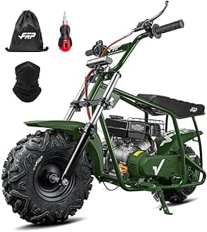 FRP GMB100 Performance 99CC 4-Stroke Mini Dirt Bike - Upgraded Hydraulic Brakes & Front Suspension Fork, 28MPH Off-Road Mini Bike with LED Headlight, Anti-Slip Seat, Supports 220LBS (Green)