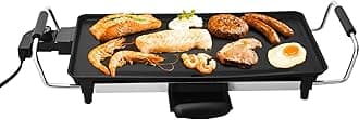 AEWHALEElectric Nonstick Griddle Grill- Teppanyaki Grill BBQ with Adjustable Temperature and Drip Trays for Indoor/Outdoor,18" x 10"