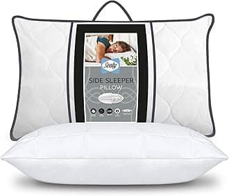 Sealy Side Sleeper Pillow - Supportive Foam Centre Pillow with Medium Firmness Ideal for Side Sleepers - Hypoallergenic, Fibadown Fibres and Quilted Cotton Cover, Pack of 1