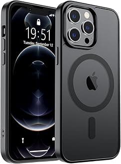 SUPFINE Magnetic for iPhone 12 Pro Max Case (Compatible with MagSafe) (Military Grade Drop Protection) Translucent Matte Shockproof Phone Case,Black