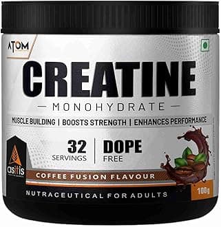 AS-IT-IS ATOM Creatine Monohydrate 100g - 32 Servings | Dope Free | Enhances Performance | Promotes Muscle Gains | coffee fusion Flavour
